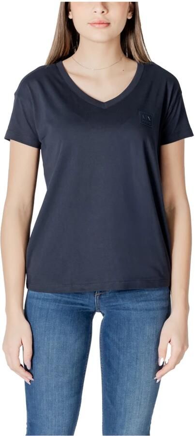 Armani Exchange Blauw V-Hals Katoenen T-Shirt Blue Dames - Foto 3