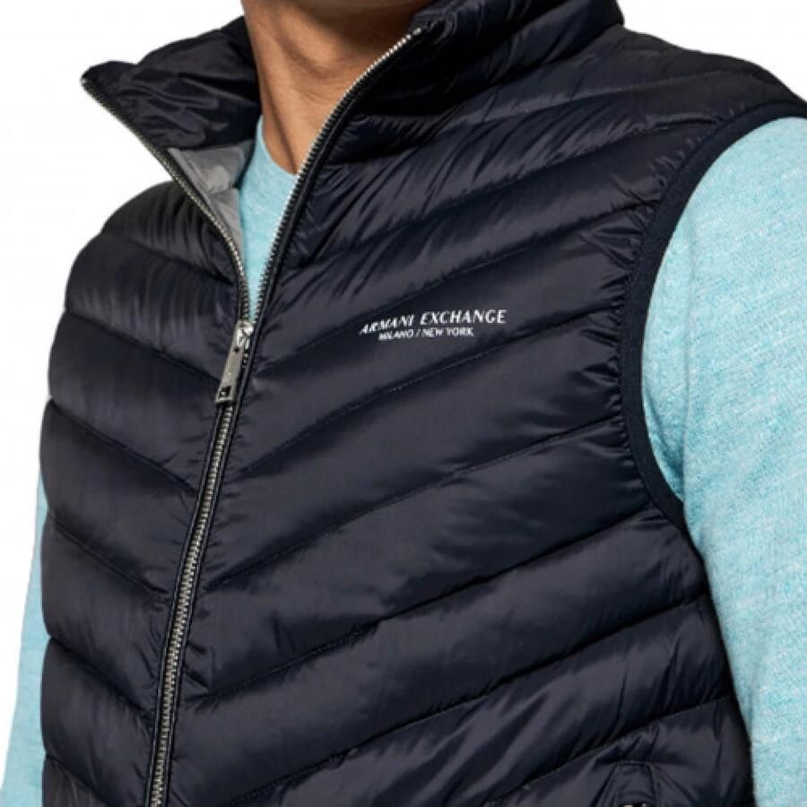 Armani Exchange Blauwe Mouwloze Gilet met Zakken Blue Heren