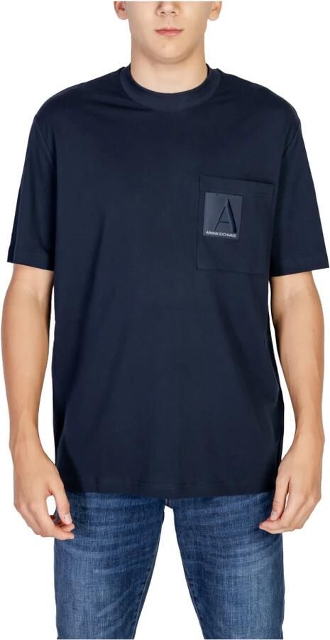 Armani Exchange Blauwe Effen Korte Mouw T-shirt Blue Heren