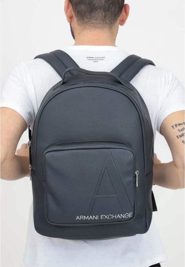 Armani Exchange Heren rugzak van imitatieleer met logo Blue Heren - Foto 2