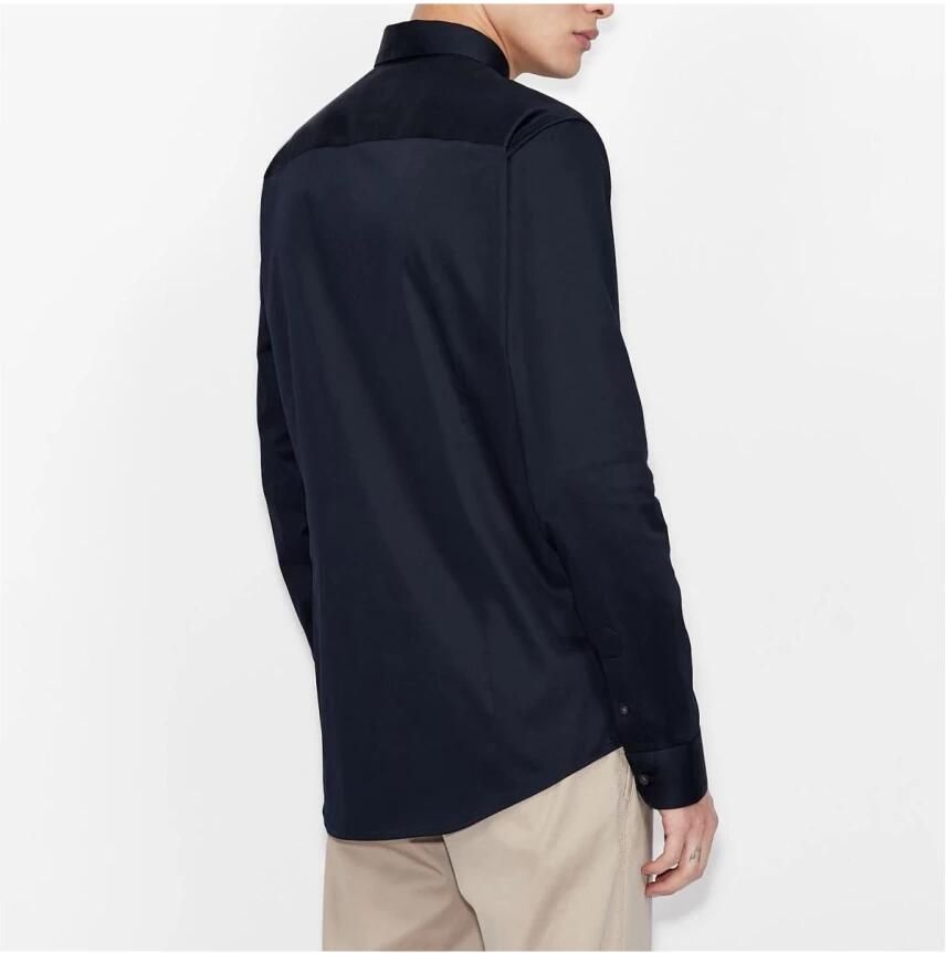 Armani Blauw effen overhemd met lange mouwen Blauw Heren - Foto 2