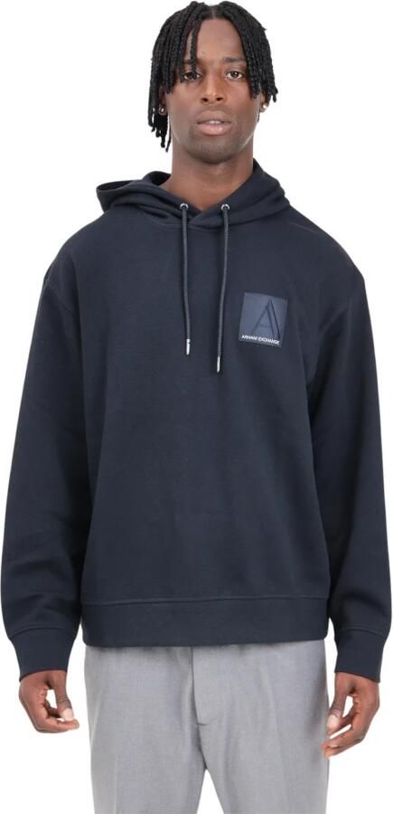 Armani Exchange Hoodie met geborduurd logo blauw Blue Heren - Foto 7