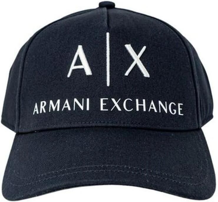 Armani Exchange Blauwe Katoenen Zonneklep Hoed voor Mannen Blue Heren - Foto 3