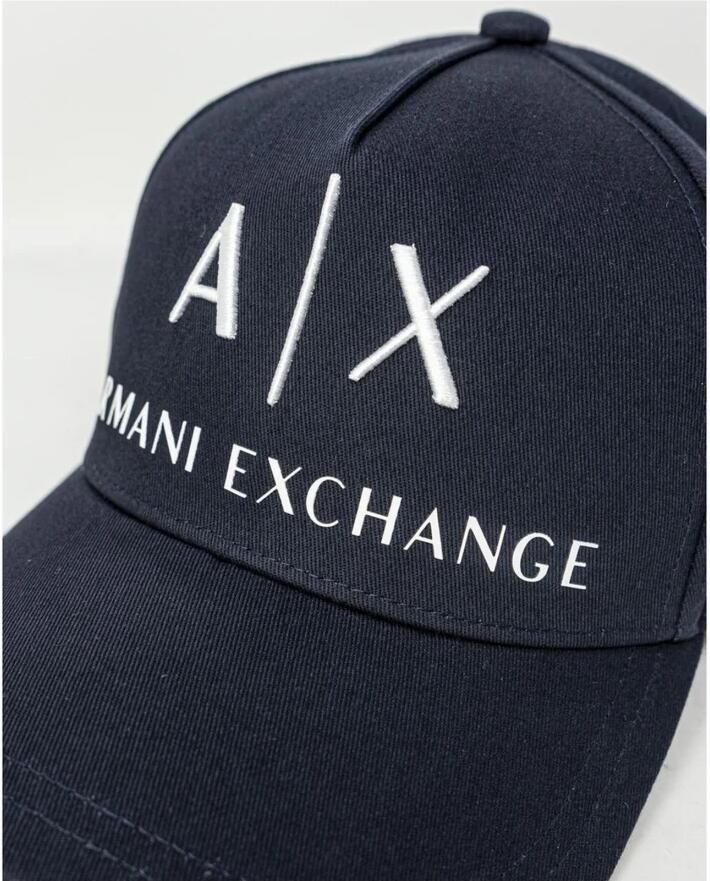 Armani Exchange Blauwe Katoenen Zonneklep Hoed voor Mannen Blue Heren - Foto 2