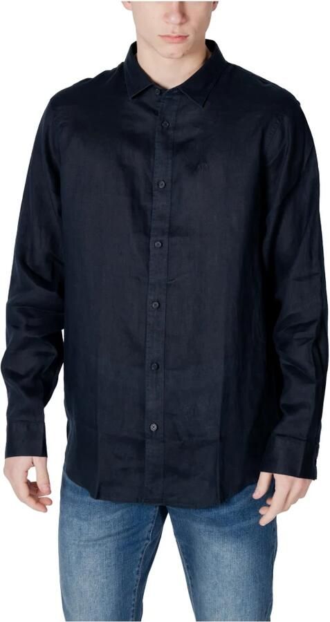 Armani Exchange Linnen Overhemd Lange Mouwen Lente Zomer Collectie Blue Heren - Foto 3