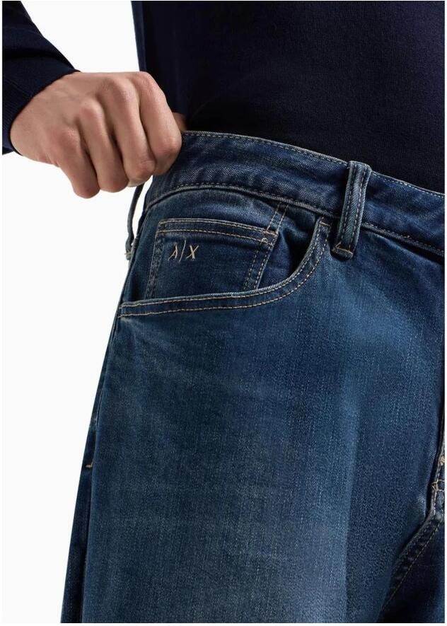 Armani Exchange Blauwe Rits Knoop Jeans Mannen Lente Zomer Blue Heren
