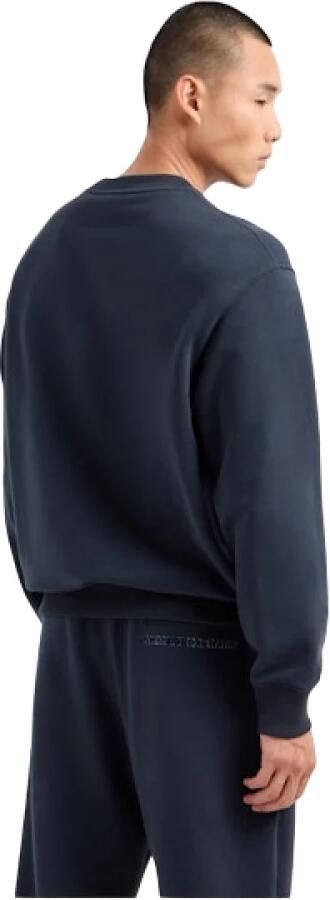 Armani Exchange Blauwe Stretch Interlock Sweater Logo Print Blue Heren - Foto 4