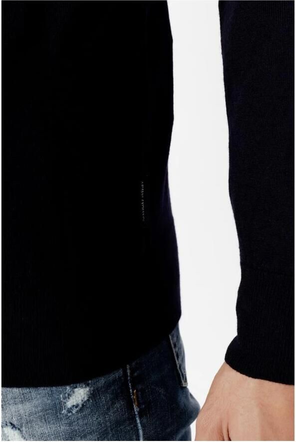 Armani Exchange Blauwe Wol Jersey T-Shirt Mannen Blue Heren