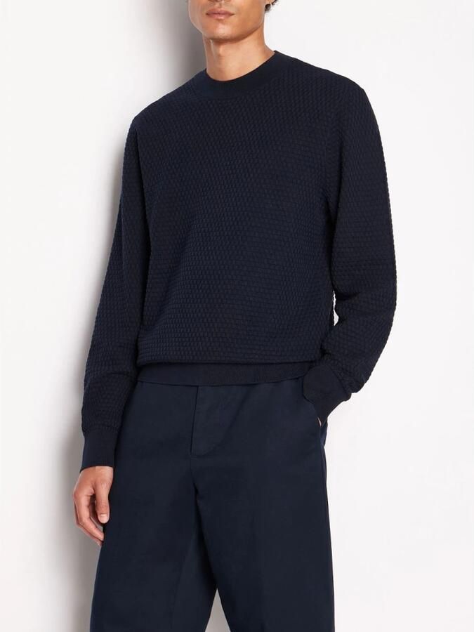Armani Exchange Blauwe Bouclé Trui Comfortabel en Stijlvol Blauw Heren - Foto 2