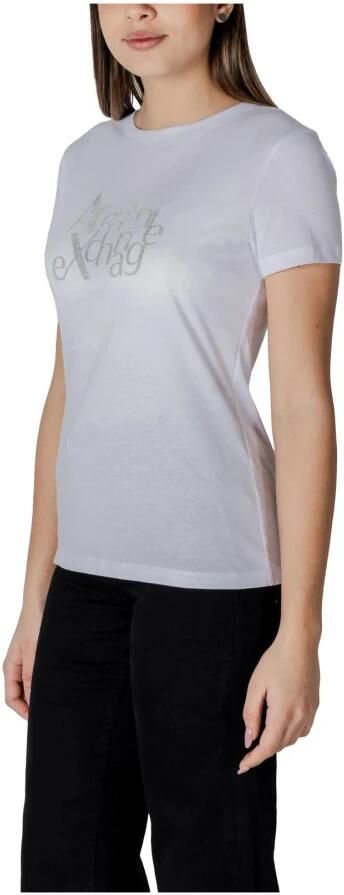 Armani Exchange Casual T-shirt met ronde hals White Dames