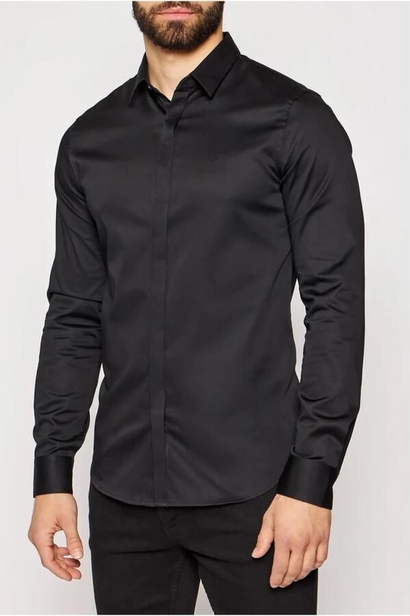 Armani Exchange Heren Overhemd Lange Mouwen Herfst Winter Collectie Black Heren - Foto 4