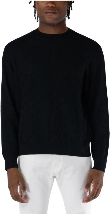 Armani Exchange Geruite gebreide trui met lange mouwen en ronde hals Black Heren - Foto 8