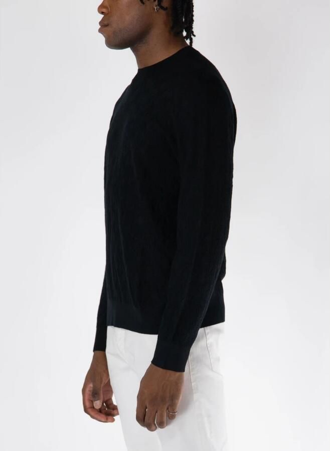 Armani Exchange Geruite gebreide trui met lange mouwen en ronde hals Black Heren - Foto 5