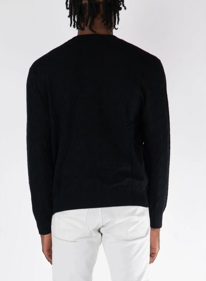 Armani Exchange Geruite gebreide trui met lange mouwen en ronde hals Black Heren - Foto 6
