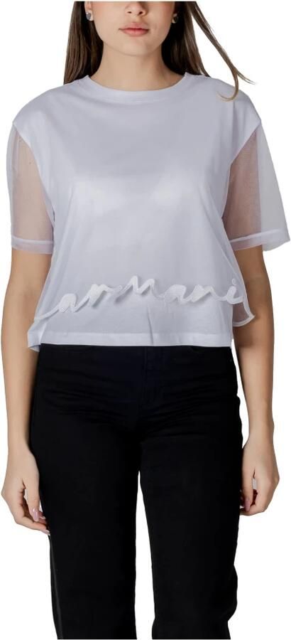 Armani Exchange Witte Katoenen T-shirt voor Vrouwen White Dames - Foto 8