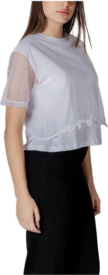 Armani Exchange Witte Katoenen T-shirt voor Vrouwen White Dames - Foto 5
