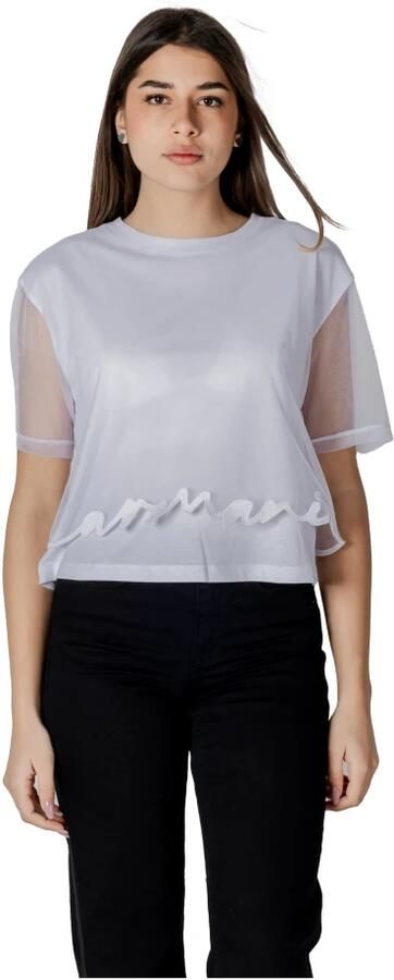 Armani Exchange Witte Katoenen T-shirt voor Vrouwen White Dames - Foto 4