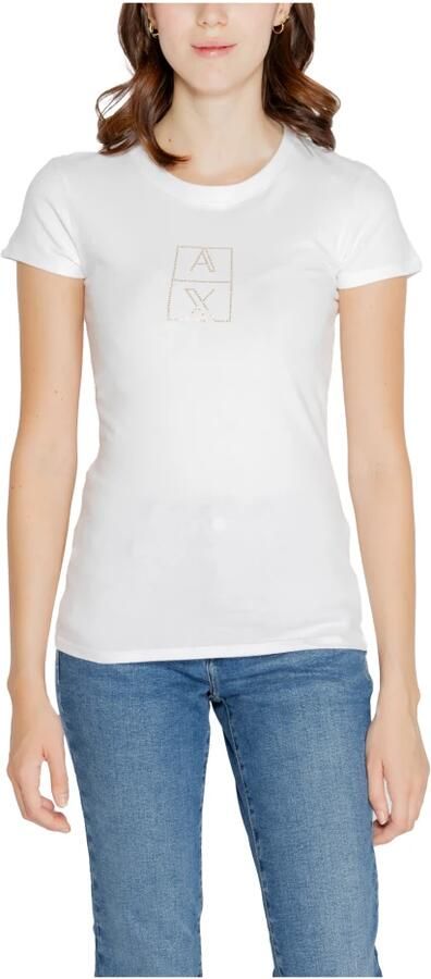 Armani Exchange Witte T-shirt met korte mouwen en logodetail White Dames