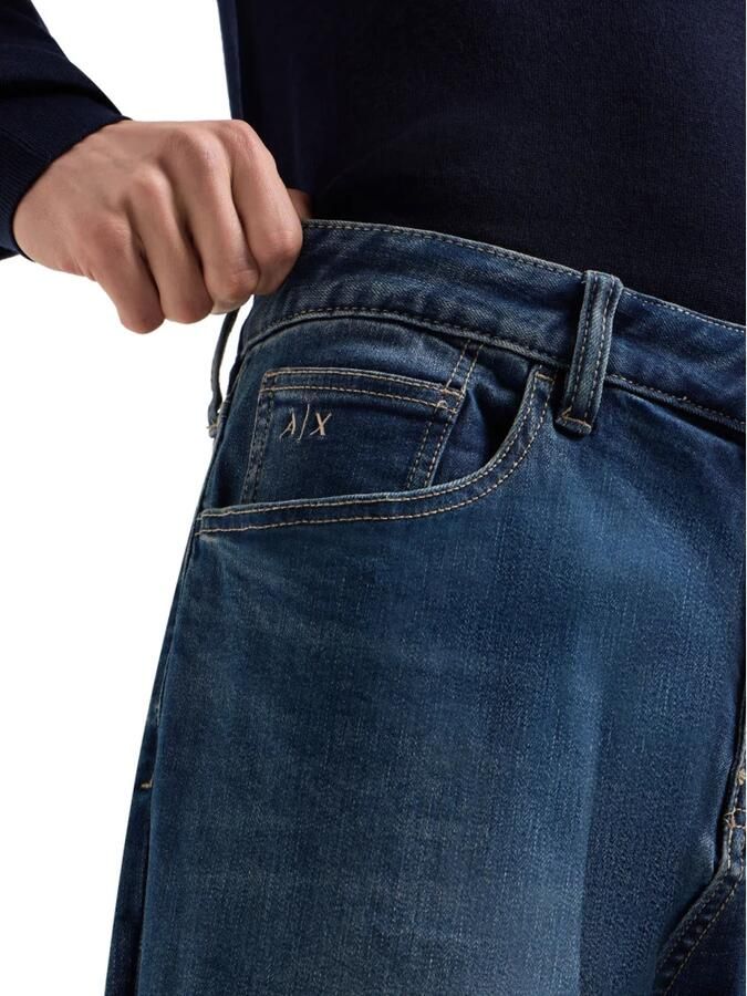 Armani Exchange Blauwe Rits Knoop Jeans Mannen Lente Zomer Blue Heren