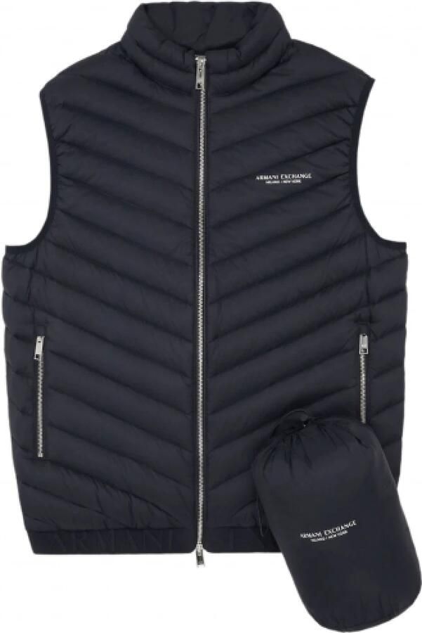 Armani Exchange Blauwe Mouwloze Gilet met Zakken Blue Heren - Foto 4