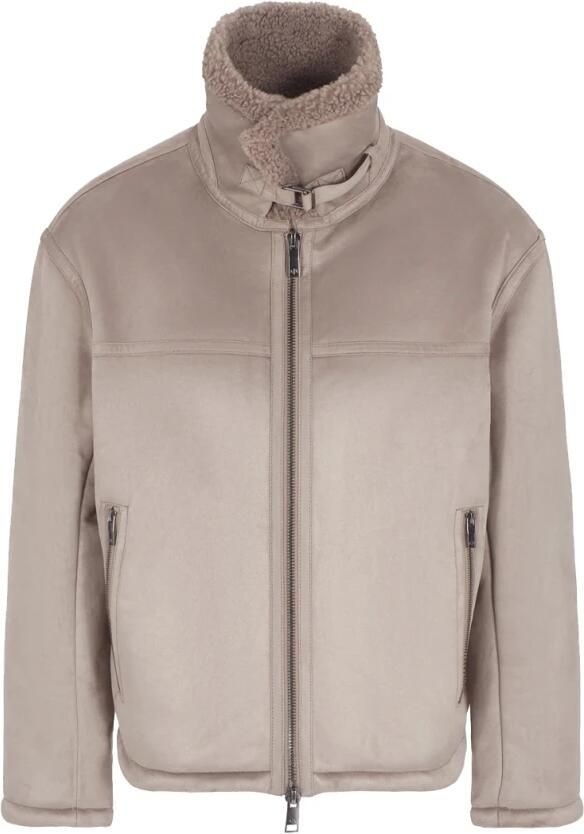 Armani Exchange Ecoshearling Jas met Ritssluiting Beige Heren - Foto 4