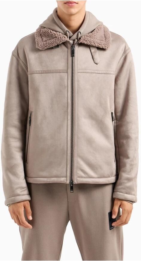 Armani Exchange Ecoshearling Jas met Ritssluiting Beige Heren - Foto 2