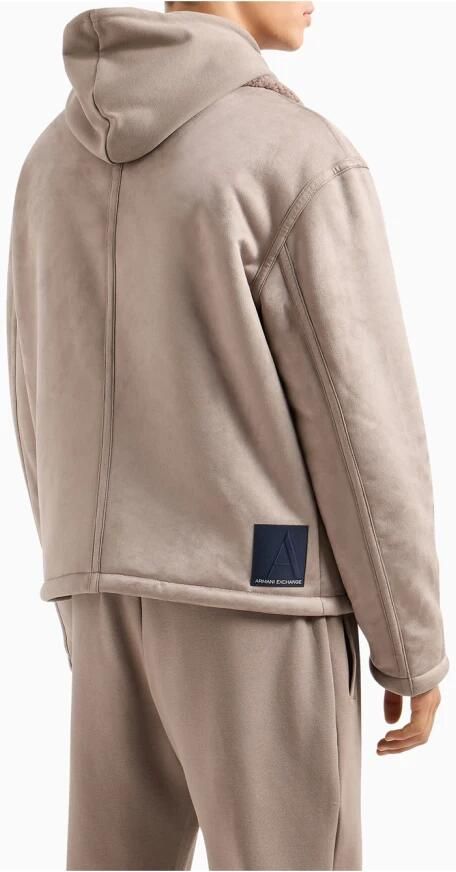 Armani Exchange Ecoshearling Jas met Ritssluiting Beige Heren - Foto 3