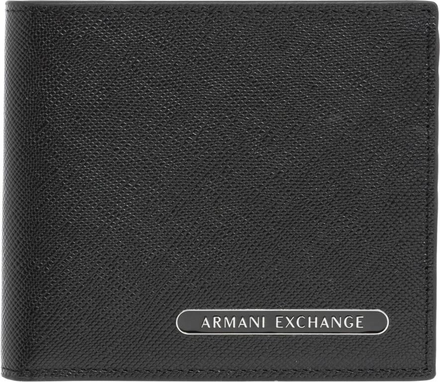 Armani Exchange Zwarte leren portemonnee met binnenzakken Black Heren - Foto 6