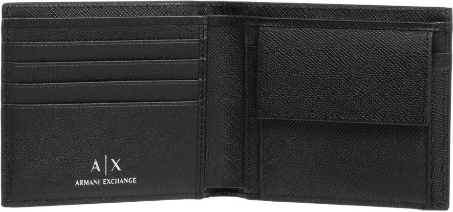 Armani Exchange Zwarte leren portemonnee met binnenzakken Black Heren - Foto 5