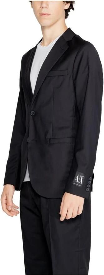 Armani Exchange Zwarte Polyester Blazer Herfst Winter Collectie Black Heren