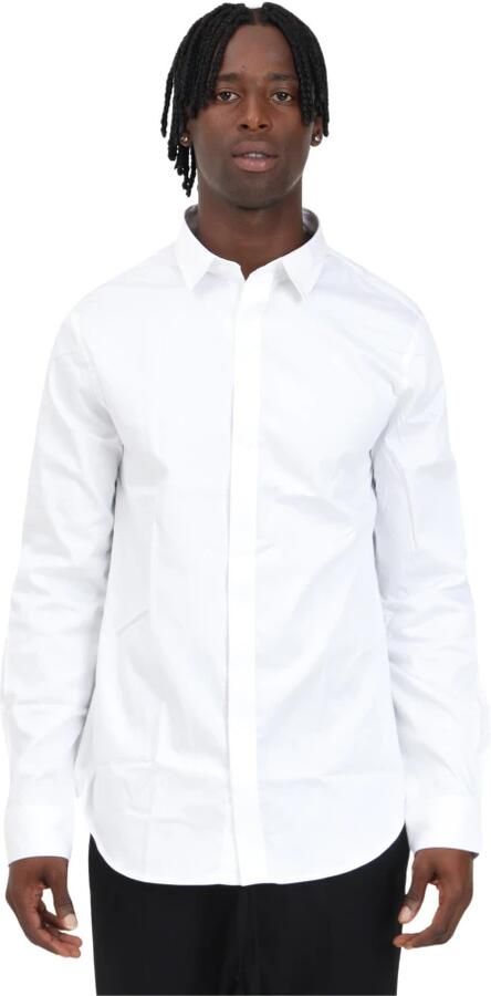 Armani Exchange Elegant Wit Overhemd met Monogram Borduurwerk White Heren - Foto 8