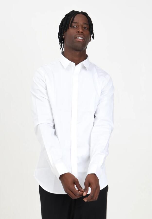 Armani Exchange Elegant Wit Overhemd met Monogram Borduurwerk White Heren - Foto 3