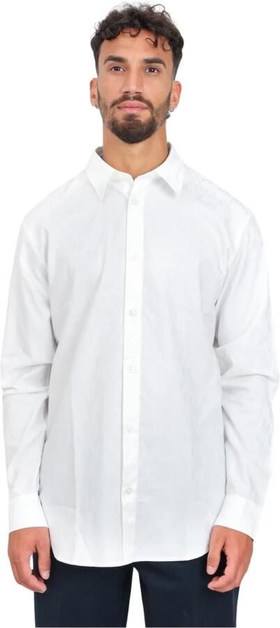 Armani Exchange Elegant Wit Overhemd van Jacquardkatoen White Heren