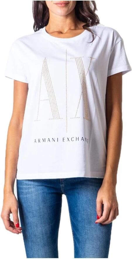 Armani Exchange Geprint T-shirt met ronde hals van katoen White Dames - Foto 3