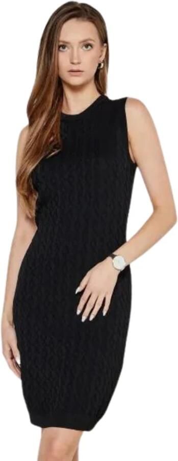 Armani Exchange Gebreide jurk van viscosemix met ronde hals