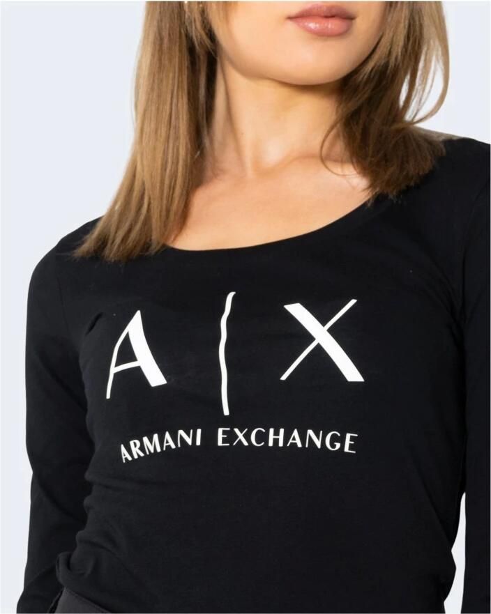 Armani Exchange Zwarte T-shirt met lange mouwen voor dames Black Dames