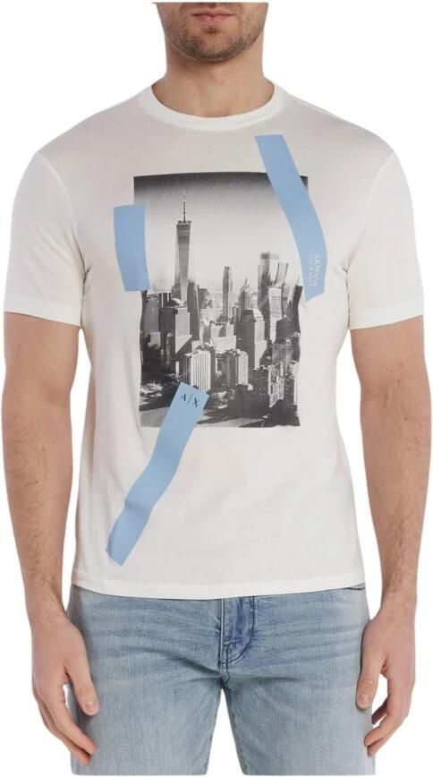 Armani Exchange Gedrukt T-shirt Wit Ronde Hals Korte Mouw White Heren