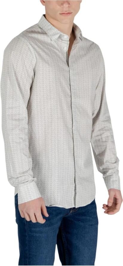 Armani Exchange Geometrisch Patroon Longsleeve T-shirt Beige Heren