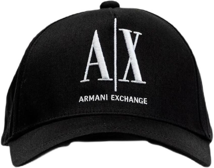 Armani Exchange Zwarte Katoenen Zonneklep Hoed voor Mannen Black Heren