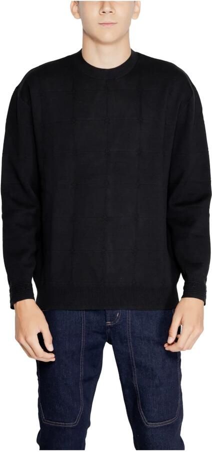 Armani Exchange Geruite gebreide trui met lange mouwen en ronde hals Black Heren - Foto 11