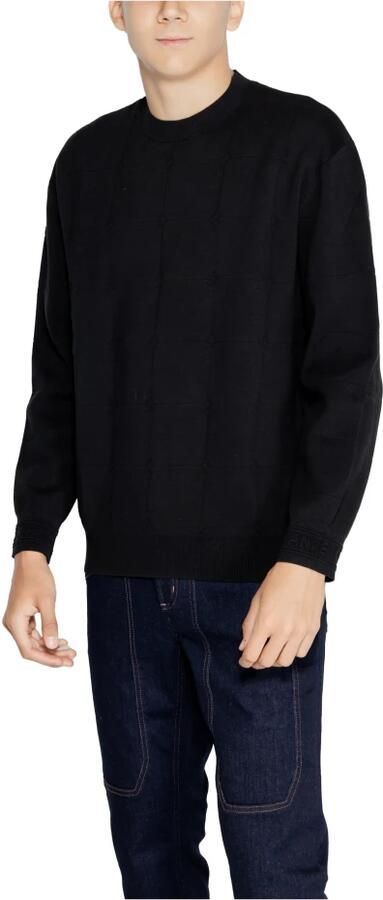 Armani Exchange Geruite gebreide trui met lange mouwen en ronde hals Black Heren - Foto 9