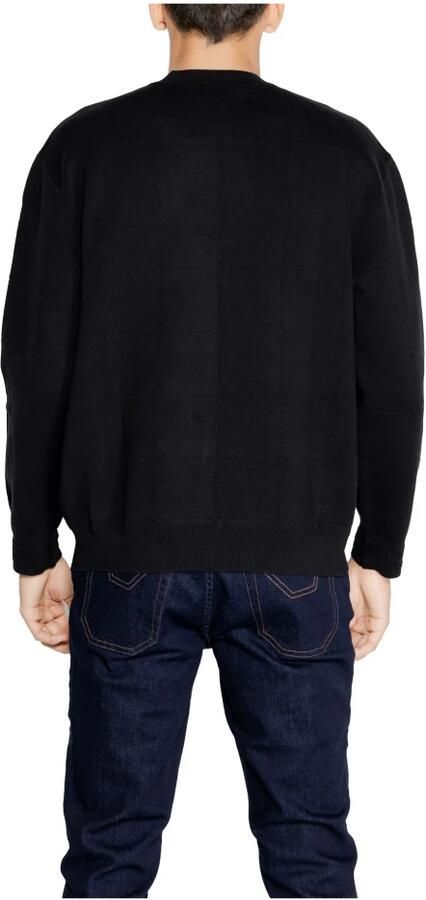 Armani Exchange Geruite gebreide trui met lange mouwen en ronde hals Black Heren - Foto 10