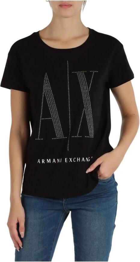 Armani Exchange Gestopte katoenen T-shirt Black Dames - Foto 2