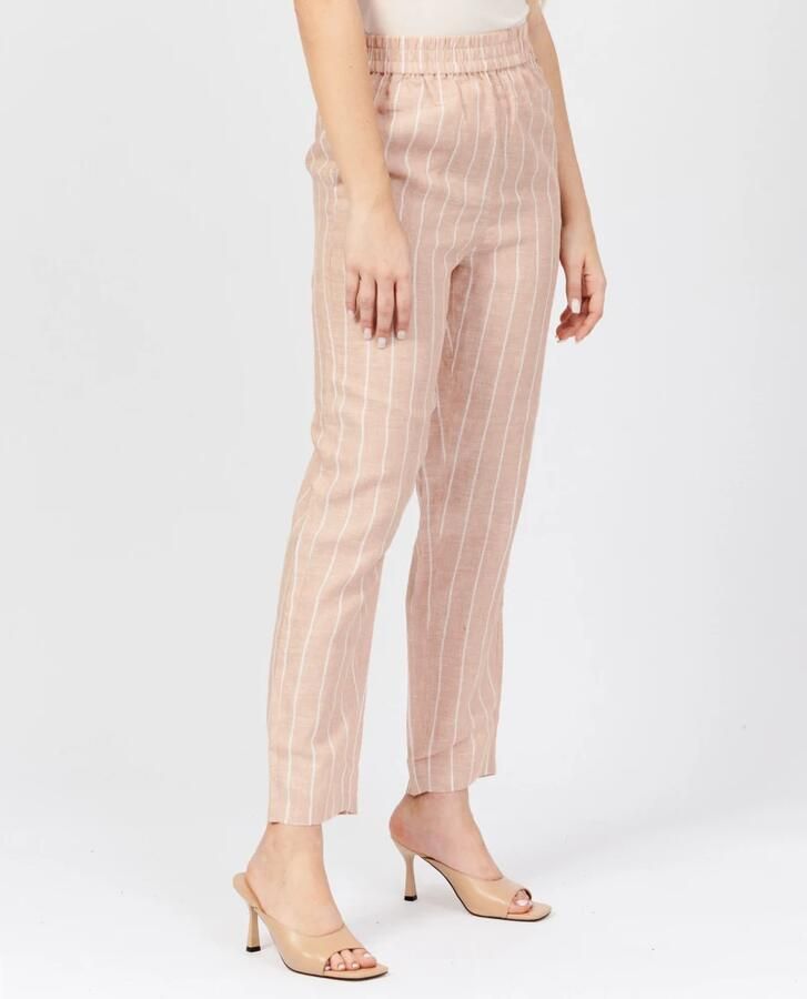 Armani Exchange Gestreepte linnen wijde pijpen Beige Dames - Foto 2