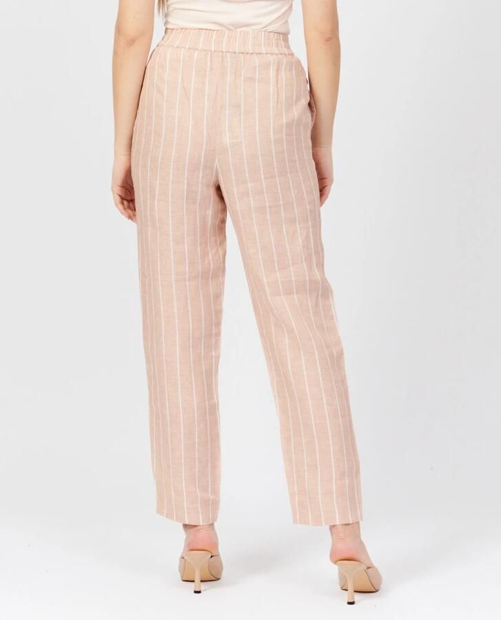 Armani Exchange Gestreepte linnen wijde pijpen Beige Dames - Foto 3