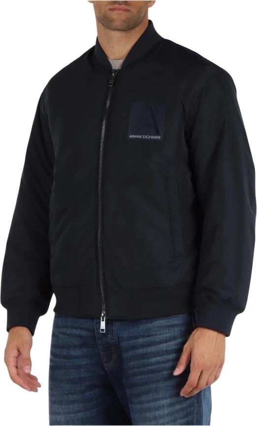 Armani Exchange Gewatteerde bomberjack met logopatch Blue Heren - Foto 2