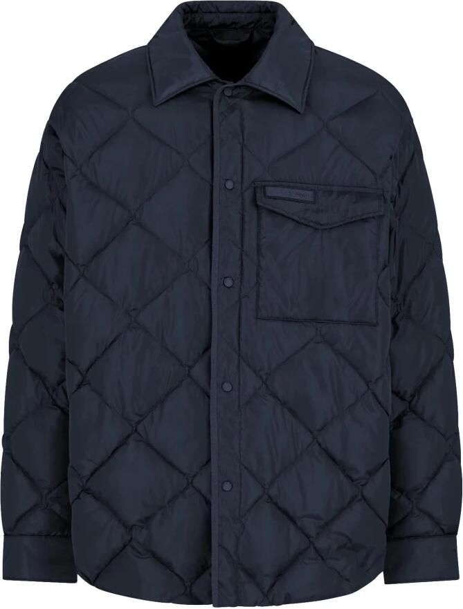 Armani Exchange Gewatteerde Jas van Technische Stof Blue Heren