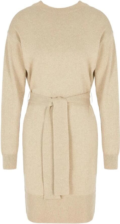 Armani Exchange Gouden Jurk met Geribbelde Details Beige Dames - Foto 3
