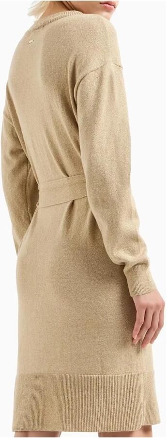 Armani Exchange Gouden Jurk met Geribbelde Details Beige Dames - Foto 2