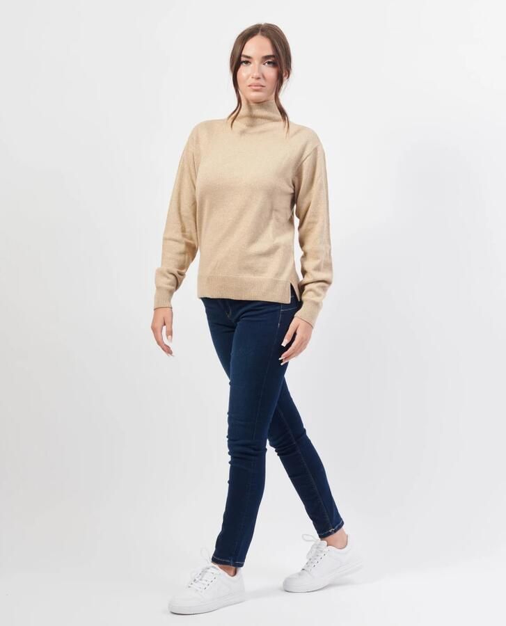 Ar i Exchange Beige Sweatshirt van wolmix Mock Neck Beige - Foto 2
